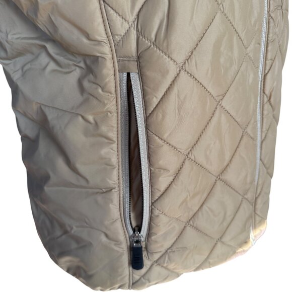 Lands' End PrimaLoft tan sleeveless mock neck fully lined puffy vest small 6-8 - Picture 7 of 12